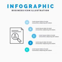 aplicación portapapeles currículum cv currículum personal línea icono con 5 pasos presentación infografía antecedentes vector