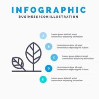 tierra eco medio ambiente hoja naturaleza línea icono con 5 pasos presentación infografía fondo vector