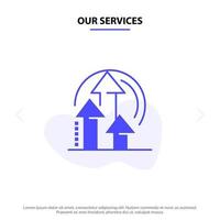 Our Services Management Method Performance Product Solid Glyph Icon Web card Template vector