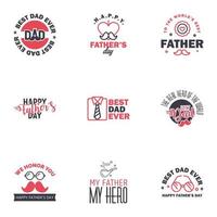 Happy Fathers Day 9 Black and Pink Vector Element Set Ribbons and Labels Editable Vector Design Elements