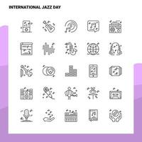 conjunto de iconos de línea de día internacional de jazz conjunto 25 iconos diseño de estilo minimalista vectorial conjunto de iconos negros paquete de pictogramas lineales vector