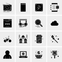 16 iconos de negocios universales vector ilustración de icono creativo para usar en proyectos relacionados con la web y dispositivos móviles