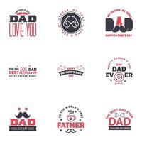 happy fathers day 9 Black and Pink text design Vector calligraphy Typography poster Usable as background Editable Vector Design Elements