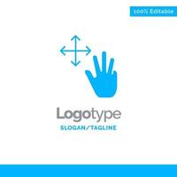 Three Finger Gestures Hold Blue Solid Logo Template Place for Tagline vector