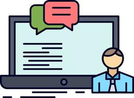 training course online computer chat Flat Color Icon Vector