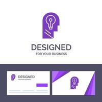 tarjeta de visita creativa y plantilla de logotipo cabeza de negocio idea mente pensar ilustración vectorial vector