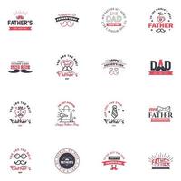 16 Black and Pink Happy Fathers Day Design Collection A set of twelve brown colored vintage style Fathers Day Designs on light background Editable Vector Design Elements