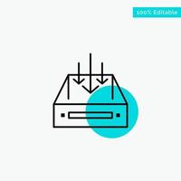 Inbox Mail Box Container Delivery Parcel turquoise highlight circle point Vector icon