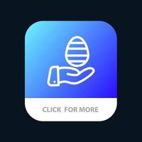 Hand Egg Easter Nature Mobile App Button Android and IOS Line Version vector