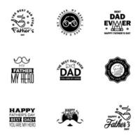 9 Black Happy Fathers Day Design Collection A set of twelve brown colored vintage style Fathers Day Designs on light background Editable Vector Design Elements