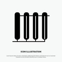 Battery Heater Hot Radiator Heating Solid Black Glyph Icon vector