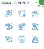 Corona virus disease 9 Blue icon pack suck as virus cleaning eye care virus laboratory viral coronavirus 2019nov disease Vector Design Elements