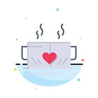 Tea Cup Love Heart Wedding Abstract Flat Color Icon Template vector