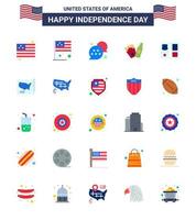 paquete de iconos de vectores de stock del día americano 25 signos y símbolos planos para el escudo estelar usa book frise editable usa day elementos de diseño vectorial