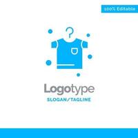 secado de ropa colgando plantilla de logotipo sólido azul lugar para eslogan vector