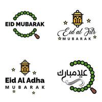 paquete de 4 adornos decorativos de caligrafía árabe vectores de eid saludo ramadán saludo festival musulmán