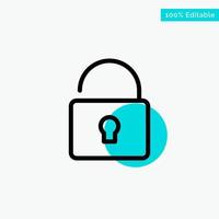 Unlock Lock Security turquoise highlight circle point Vector icon