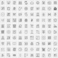 paquete de 100 iconos de líneas universales para móviles y web vector