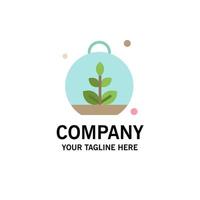 plantilla de logotipo de empresa de primavera de planta de hoja en crecimiento color plano vector