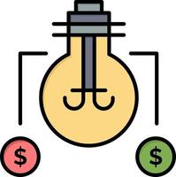 Bulb Idea Solution Dollar  Flat Color Icon Vector icon banner Template