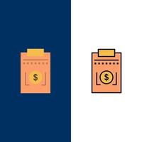 Expense Business Dollar Money  Icons Flat and Line Filled Icon Set Vector Blue Background