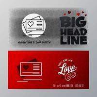 Valentines Day Big Banner Template Red Background vector