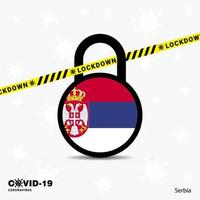 Serbia Lock DOwn Lock Coronavirus pandemic awareness Template COVID19 Lock Down Design vector