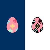 Decoration Easter Easter Egg Egg  Icons Flat and Line Filled Icon Set Vector Blue Background