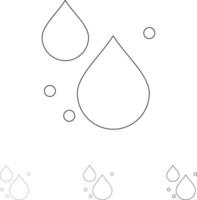 Water Drop Spring Bold and thin black line icon set vector