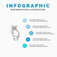 Fingerprint Identity Recognition Scan Scanner Scanning Line icon with 5 steps presentation infographics Background vector