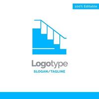 construcción abajo casa escalera azul sólido logotipo plantilla lugar para eslogan vector