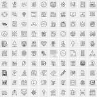 paquete de 100 iconos de líneas universales para móviles y web vector