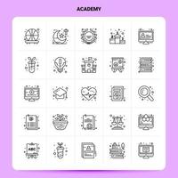 OutLine 25 Academy Icon set Vector Line Style Design Black Icons Set Linear pictogram pack Web and Mobile Business ideas design Vector Illustration