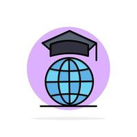 Globe Internet Online Graduation Abstract Circle Background Flat color Icon vector