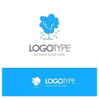 árbol manzana manzano naturaleza primavera azul logotipo sólido con lugar para el eslogan vector