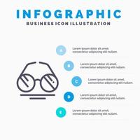 icono de línea de resorte de vista de ojo de anteojos con fondo de infografía de presentación de 5 pasos vector