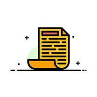 File Design Document  Business Flat Line Filled Icon Vector Banner Template
