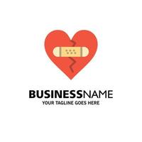 Broken Emotions Forgiveness Heart Love Business Logo Template Flat Color vector