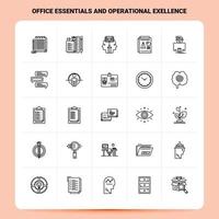 OutLine 25 Office Essentials and Operational Exellence Icon set Vector Line Style Design Black Icons Set Linear pictogram pack Web and Mobile Business ideas design Vector Illustration