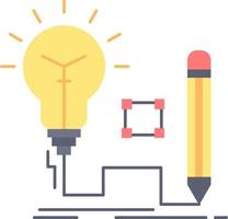 Idea insight key lamp lightbulb Flat Color Icon Vector