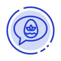 chat huevo pascua naturaleza azul línea punteada icono de línea vector