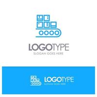 Business Line Management Product Production Blue outLine Logo with place for tagline vector