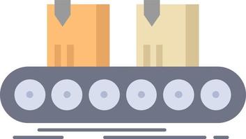 Belt box conveyor factory line Flat Color Icon Vector