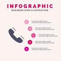 Call Contact Phone Telephone Ring Solid Icon Infographics 5 Steps Presentation Background vector
