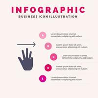 Hand Hand Cursor Up Right Solid Icon Infographics 5 Steps Presentation Background vector