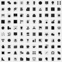 Set of 100 Universal Solid Icons vector