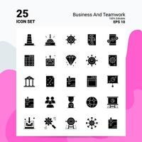 25 Business And Teamwork Icon Set 100 Editable EPS 10 Files Business Logo Concept Ideas Solid Glyph icon design vector