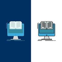 Document File Computer Cv Book  Icons Flat and Line Filled Icon Set Vector Blue Background