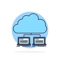 cloud network server internet data Flat Color Icon Vector