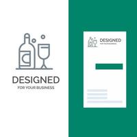 Bottle Glass Ireland Grey Logo Design and Business Card Template vector